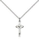 Cross Pendant, Sterling Silver - 18&quot; 1.2mm Sterling Silver Chain + Clasp