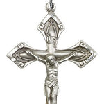 Crucifix Pendant, Sterling Silver - 24&quot; 2.4mm Rhodium Plate Endless Chain