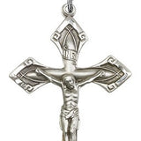 Crucifix Pendant, Sterling Silver - 24&quot; 2.4mm Rhodium Plate Endless Chain