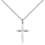 Cross Pendant, Sterling Silver - 18&quot; 1.2mm Sterling Silver Chain + Clasp