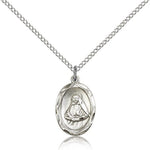 St. Frances Cabrini Medal, Sterling Silver - 18&quot; 1.2mm Sterling Silver Chain + Clasp