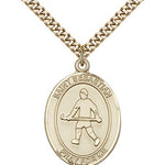 St. Sebastian Field Hockey Medal, Gold Filled, Large - 24&quot; 2.4mm Gold Plated Chain + Clasp
