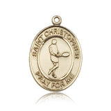 St. Christopher Tennis Medal, 14 Karat Gold, Large - 14 KT Yellow Gold