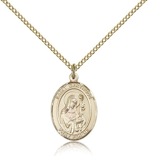 St. Gertrude of Nivelles Medal, Gold Filled, Medium - Gold-tone