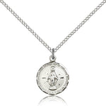 Miraculous Medal, Sterling Silver - 18&quot; 1.2mm Sterling Silver Chain + Clasp