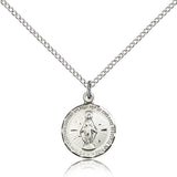 Miraculous Medal, Sterling Silver - 18&quot; 1.2mm Sterling Silver Chain + Clasp