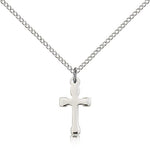 Cross Pendant, Sterling Silver - 18&quot; 1.2mm Sterling Silver Chain + Clasp
