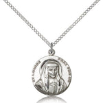 St. Louise Medal, Sterling Silver - 18&quot; 1.2mm Sterling Silver Chain + Clasp