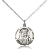 St. Louise Medal, Sterling Silver - 18&quot; 1.2mm Sterling Silver Chain + Clasp