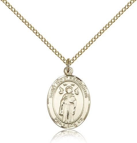 St. Ivo Medal, Gold Filled, Medium - Gold-tone
