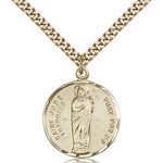 St. Jude Medal, Gold Filled - 24&quot; 2.4mm Gold Plated Endless Chain