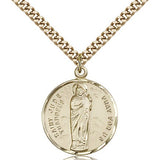 St. Jude Medal, Gold Filled - 24&quot; 2.4mm Gold Plated Endless Chain