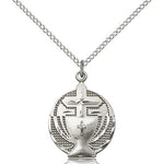 Communion Medal, Sterling Silver - 18&quot; 1.2mm Sterling Silver Chain + Clasp