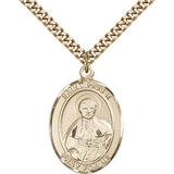 St. Pius X Medal, Gold Filled, Large - 24&quot; 2.4mm Gold Plated Chain + Clasp