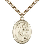 St. Regis Medal, Gold Filled, Large - 24&quot; 2.4mm Gold Plated Chain + Clasp