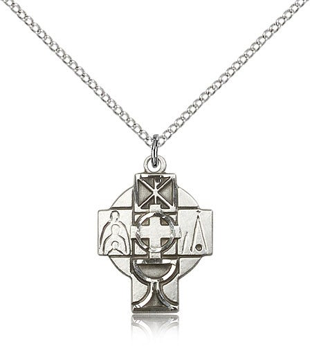 RCIA Medal, Sterling Silver - 18&quot; 1.2mm Sterling Silver Chain + Clasp