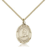 St. Sebastian Skiing Medal, Gold Filled, Medium - Gold-tone