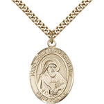 St. Bede the Venerable Medal, Gold Filled, Large - 24&quot; 2.4mm Gold Plated Chain + Clasp