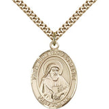 St. Bede the Venerable Medal, Gold Filled, Large - 24&quot; 2.4mm Gold Plated Chain + Clasp