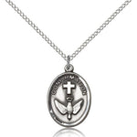 Confirmation Medal, Sterling Silver - 18&quot; 1.2mm Sterling Silver Chain + Clasp