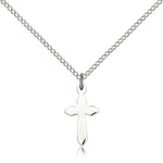 Cross Pendant, Sterling Silver - 18&quot; 1.2mm Sterling Silver Chain + Clasp