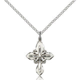 Cross Pendant, Sterling Silver - 18&quot; 1.2mm Sterling Silver Chain + Clasp