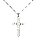 Cross Pendant, Sterling Silver - 18&quot; 1.2mm Sterling Silver Chain + Clasp