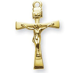 Crucifix Necklace Tapered Ends, 16 Karat Gold Over Sterling Silver with Chain - Gold-tone