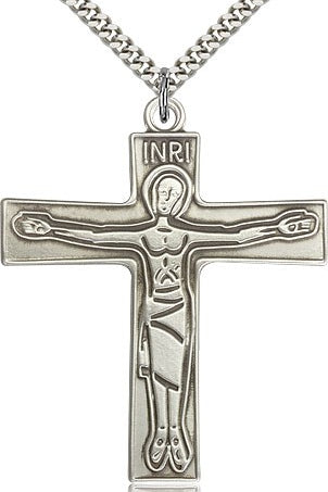 Cursillio Cross Pendant, Sterling Silver - 24&quot; 2.4mm Rhodium Plate Endless Chain