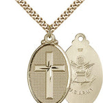 Air Force Cross Pendant, Gold Filled - 24&quot; 2.4mm Gold Plated Endless Chain