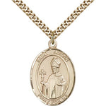 St. Austin Medal, Gold Filled, Large - 24&quot; 2.4mm Gold Plated Chain + Clasp