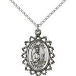 St. Jude Medal, Sterling Silver - 18&quot; 1.2mm Sterling Silver Chain + Clasp