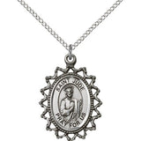St. Jude Medal, Sterling Silver - 18&quot; 1.2mm Sterling Silver Chain + Clasp