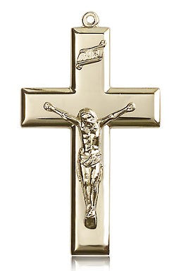 Crucifix Pendant, 14 Karat Gold - 14 KT Yellow Gold