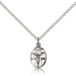 Crucifix Pendant, Sterling Silver - 18&quot; 1.2mm Sterling Silver Chain + Clasp