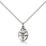 Crucifix Pendant, Sterling Silver - 18&quot; 1.2mm Sterling Silver Chain + Clasp