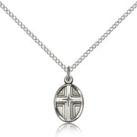 Cross Pendant, Sterling Silver - 18&quot; 1.2mm Sterling Silver Chain + Clasp