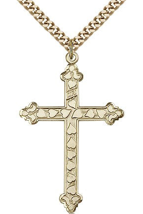 Cross Pendant, Gold Filled - 24&quot; 2.4mm Gold Plated Endless Chain
