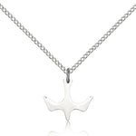 Holy Spirit Medal, Sterling Silver - 18&quot; 1.2mm Sterling Silver Chain + Clasp