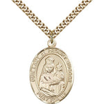 Our Lady of Prompt Succor Medal, Gold Filled, Large - 24&quot; 2.4mm Gold Plated Chain + Clasp
