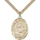 Our Lady of Prompt Succor Medal, Gold Filled, Large - 24&quot; 2.4mm Gold Plated Chain + Clasp