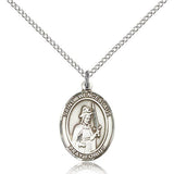 St. Wenceslaus Medal, Sterling Silver, Medium - 18&quot; 1.2mm Sterling Silver Chain + Clasp