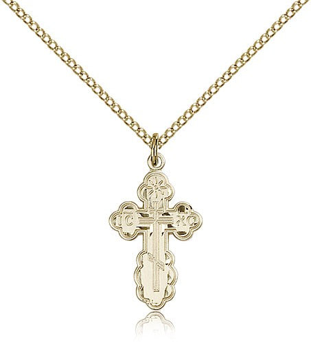 St. Olga Cross Pendant, Gold Filled - Gold-tone