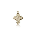 4 Way Cross Chalice Medal, 14 Karat Gold - 14 KT Yellow Gold