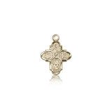4 Way Cross Chalice Medal, 14 Karat Gold - 14 KT Yellow Gold