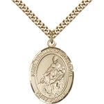 St. Thomas of Villanova Medal, Gold Filled, Large - 24&quot; 2.4mm Gold Plated Chain + Clasp