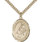 St. Thomas of Villanova Medal, Gold Filled, Large - 24&quot; 2.4mm Gold Plated Chain + Clasp