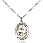 St. Kateri Equestrian Medal, Sterling Silver, Medium - 18&quot; 1.2mm Sterling Silver Chain + Clasp