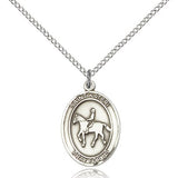 St. Kateri Equestrian Medal, Sterling Silver, Medium - 18&quot; 1.2mm Sterling Silver Chain + Clasp