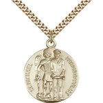 St. Michael the Archangel Medal, Gold Filled - 24&quot; 2.4mm Gold Plated Endless Chain